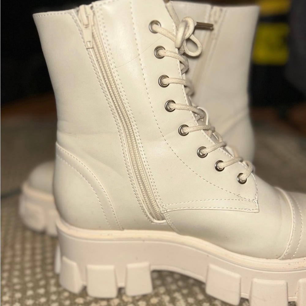 Cream Platform Combat Boots, new without box STILL AVAILABLE
